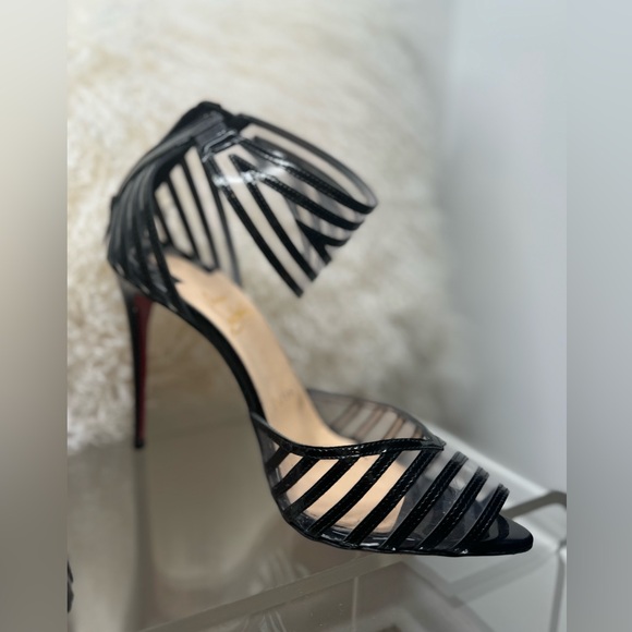 Christian Louboutin Maratena Black Pvc Ankle Strap Sandal - Picture 13 of 13